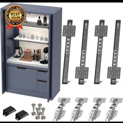 Cabinet Pocket Door Slide System Kit 20″,4PCS Inset Sliding Hardware for Hidden