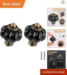 Vintage Black Pumpkin Knobs – 2 Pack Ceramic Cabinet Pulls for Every Furniture