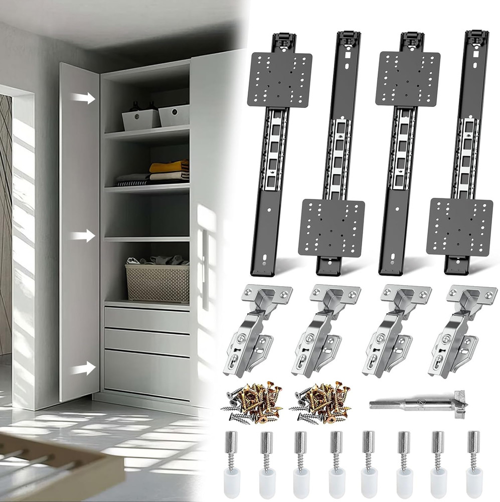 Inset Cabinet Pocket Door Slide Hardware Kit – 14 Inch, 4 Pieces
