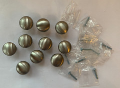 10 Pack of 1-1/4 Inch Cabinet Knobs in Satin Nickel used