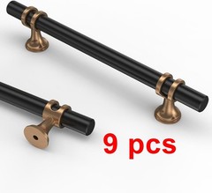 9 Pack 5 Inch (128mm) Champagne Bronze and Matte Black Kitchen Cabinet Handle