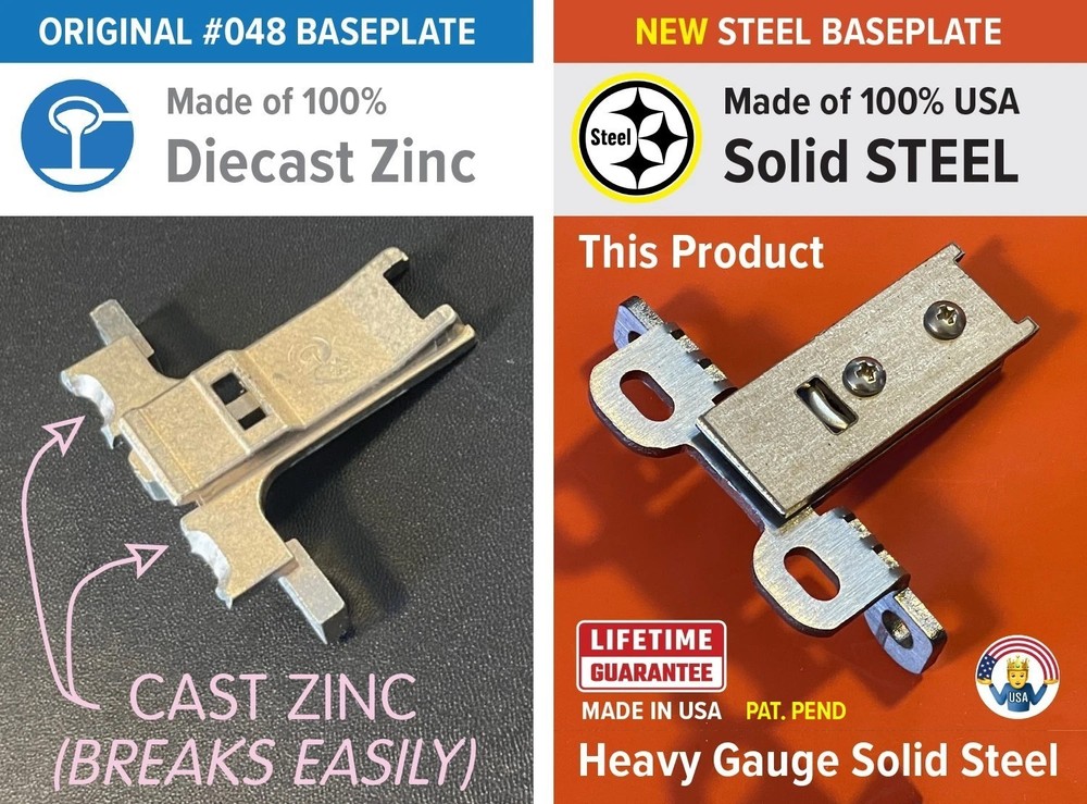 6x SOLID STEEL Grass Hinge #048 Base Plates + 1x 1006-30 Sprig Loaded Hinge