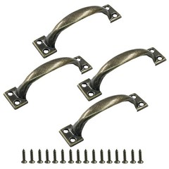 4Pcs 4″ Metal Gate Pull Handles, Bronze Bow Gate Handle, Screen Door Pull, Vi…