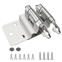 20PCS 3/8″ Inset Cabinet Hinges Flush Face Mount with Door Bumper Brushed Nickel