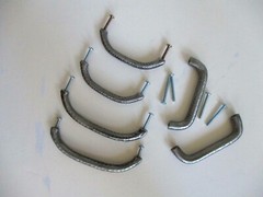 Lot of 6 Hammered Cabinet Pulls; Satin Nickel / Satin Pewter Finish