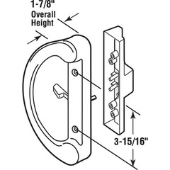 C 1225 Mortise Style Sliding Patio Door Handle Set White Diecast NonKeyed