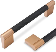 10 Pack Cabinet Handles 5in 128mm Knurled Kitchen Drawer Black Champagne Copper