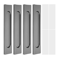 4Pcs, 5.9″ Self-Stick Aluminum Alloy Rectangular Sliding Door Pulls Gray