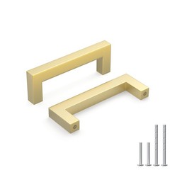 Gold Cabinet Handles 3 Inch Solid Metal 10 Pack – Square Dresser Pulls
