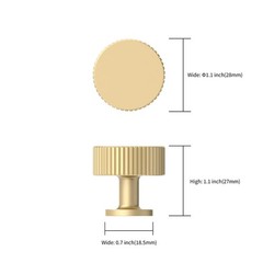Asidrama 10 Pack Brushed Gold Kitchen Cabinet Single Hole Knob,
