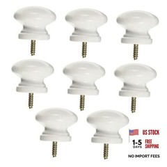 8Pcs Self Tapping Wood Knobs Round Wooden Dresser 3.30X3.30X3.00CM White