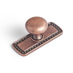 Antique Copper Zinc Alloy Cabinet Knob with Backplate – Single Hole Center Ca…