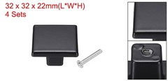 4 Pcs 1.26″ Black Cabinet Knobs Single Hole Square Drawer Knob with Screws