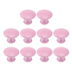 10 Pack Pink Cabinet Knobs, 1.18 Diameter, Round, Metal, Hollow, Drawer Pulls
