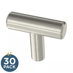 (30-Pack) Simple Bar 1-1/4 In. (32 Mm) Modern Stainless Steel T-Shaped Bar Cabin