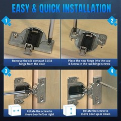 8 PCS Replacement for 30.310-11.02 Blum Cabinet Hinges, 110 & 120 Degree Screw o