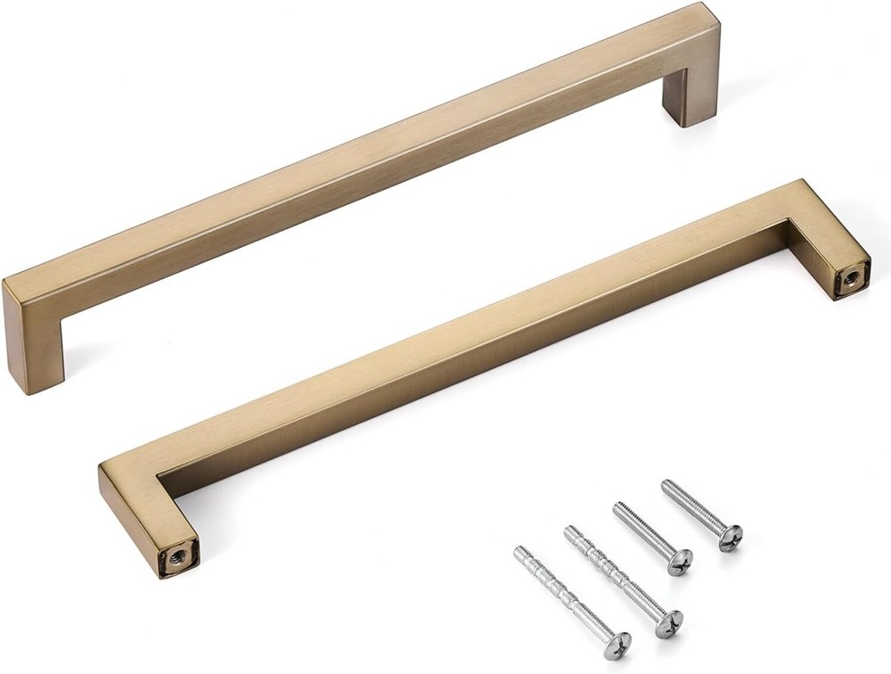 10 Pack Cabinet Handles – 8 Inch Champagne Bronze Square Drawer Pulls