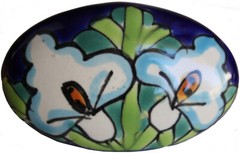 Mexican Handmade Talavera Ceramic Oval Lily Drawer Knob