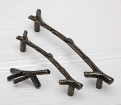 Antique Bronze Twig Pulls Branch Zinc Alloy Cabinet Knobs Handles 96mm 2 Pack