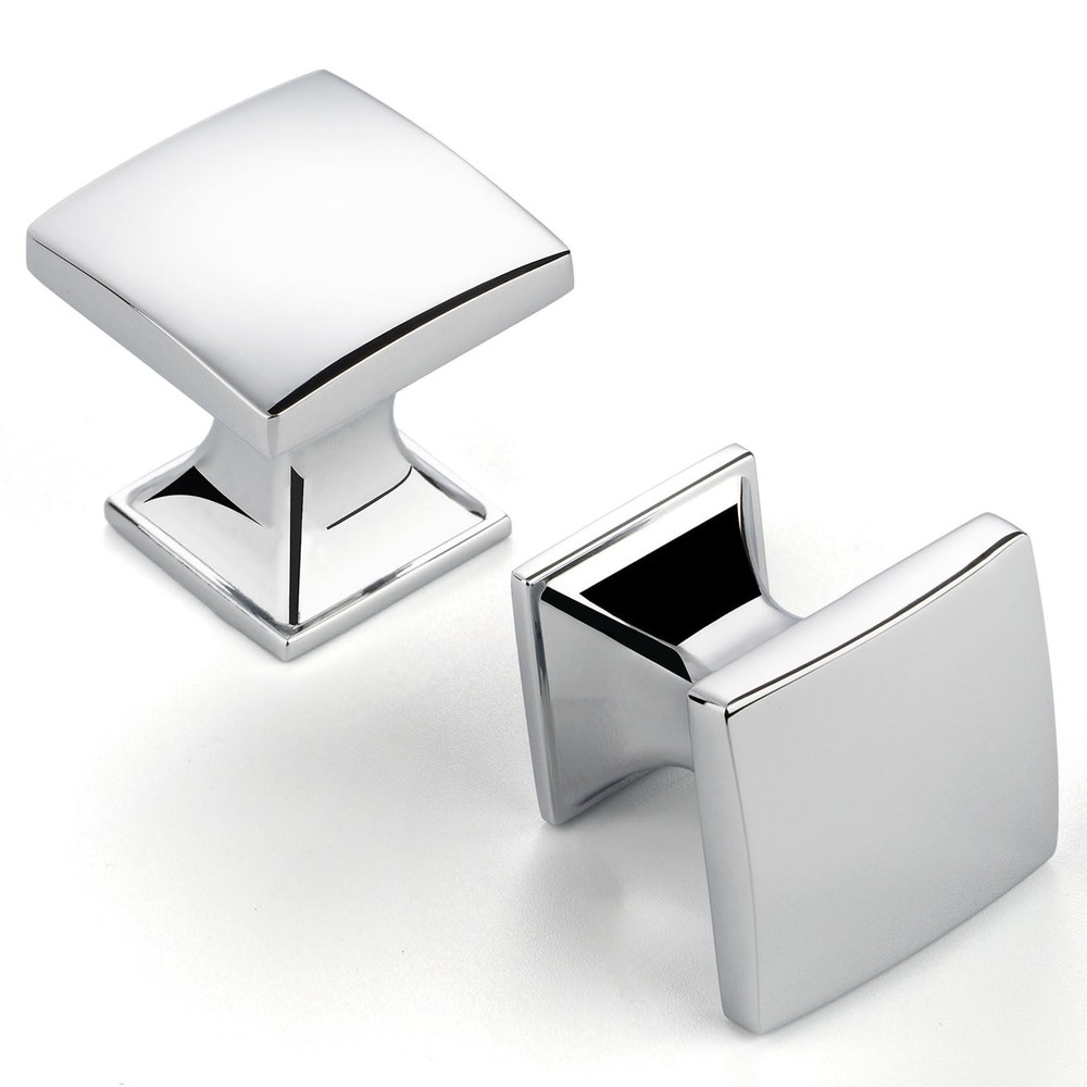 10 Pack 1 Inch, Square Polished Chrome Cabinet Knobs Chrome Drawer Knobs Chro…