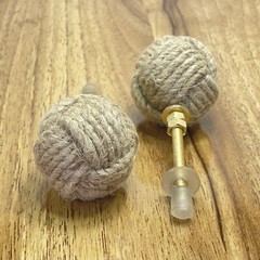 Natural Rattan Knot Knob – Boho Cabinet Drawer Pull Handle – Jute Rope Knot Pull