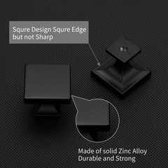 homdiy 10 Pack Black Cabinet Knobs Matte Black Square Dresser Drawer Knobs Zi…