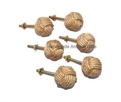 6 Knotty Door knobs – Nautical Drawer pulls – Jute Rope Drawer pulls