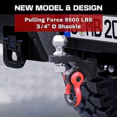 Trailer Hitch Ball Mount with Tow Shackle and 3/4″ Hitch Pin A-With Shackle