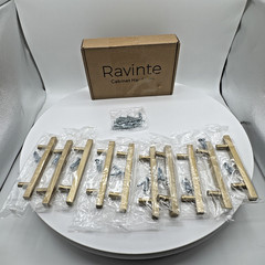 Ravinte 10 Pack Champagne Gold Cabinet Pulls 96mm 3-3/4in 6in Handles