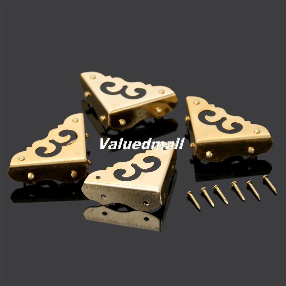 4Pcs Brass Wave Box Corner Protecter Jewelry Case Chest Corner Guard Home Decor