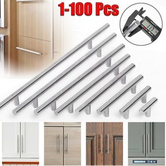 Solid Stainless Steel Brushed Nickel T Bar Kitchen Cabinet Handles Pulls 2″-16″