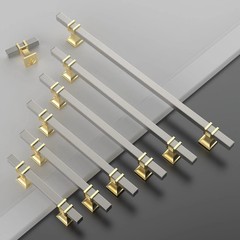 10 Pack Single Hole Center Brushed Satin Nickel and Gold Kitchen Cabinet Knob…