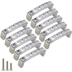 10 Pack U Shape Diamond Crystal Glass Rhinestone Cabinet Pulls Drawers 2.5″