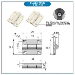 2PCS Damped Rotary Shaft Hinge 0.0-0.3NM Torque Range for Office Furniture