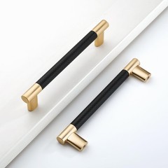 10 Pack Black And Gold 5 Inch128mm Hole Center Knurled Kitchen Cabinet Handles