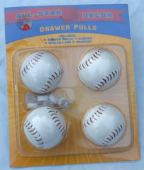 All Star Decor Baseball Drawer Cabinet Pulls Set of 4 + Hardware