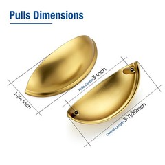 JOY DECOR 30 Pack 3″ Brushed Brass Cup Drawer Pulls, Kitchen Cabinet Handles,…