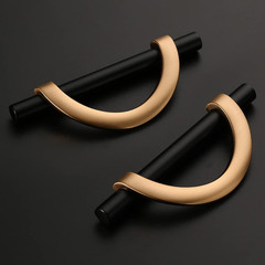 Amerdeco 10 Pack Black Brushed Gold Cabinet Pulls 3.75 Inch(96MM) Hole Centers K