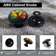4 Pack Cabinet Knobs for 4PCS – 1.37″L x 1.1″W Stained Glass Tree of Life