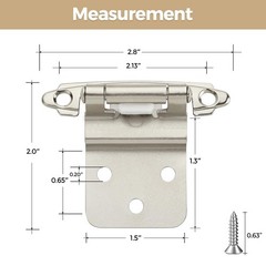 Brushed Nickel Cabinet Hinges 3/8 Inch Inset Self Closing 5 Pairs 10 Pack