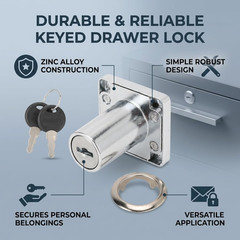 Lock Body,3-Pack Cylinder Cam Drawer Lock Desk Wardrobe Cabinet Locker Furniture