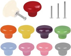 10x Colorful Cute Glossy Ceramic Knobs Door Pull Knob Cabinet Round Ceramic D…