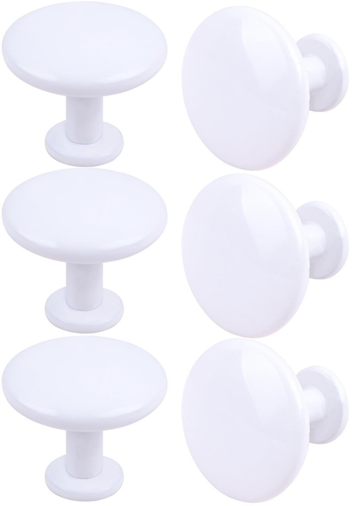 Pack of 6 Round Mushroom Shape Drawer Pulls Varnish White Furniture Cupboard …