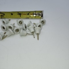 Lot of 14 Small 1/2 In. Antique Porcelain Drawer Knobs Screw Centers