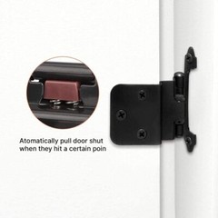 Lot Black Hinge 3/8″ Kitchen Door Cabinet Hinges Self Closing Inset Face Mount