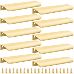 10 Pack Gold Finger Pulls for Cabinets, 6″ Edge Drawer Pull Concealed Modern …
