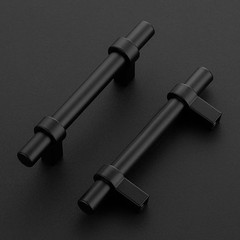 5 PCS 5 Inch Matte Black Cabinet Pulls Square Base 3 Inch Hole Center