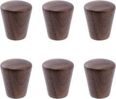 6pcs Wood Cabinet Knobs Cone Shape Walnut Wood Drawer Cupboard Knobs, 0.94″ x 1.