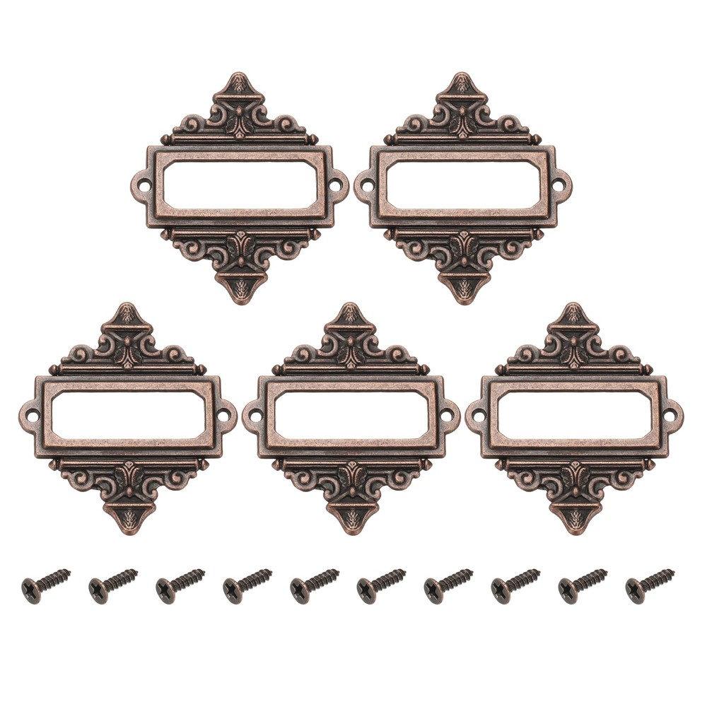 5 Pcs 2.2 x 2.4 Inch Metal Label Holder, Bronze Red