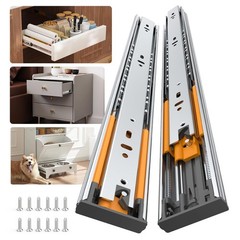 5 Pairs 22 Inch Soft Close Drawer Slides Side Mount, 3 Fold Full Extension Ba…